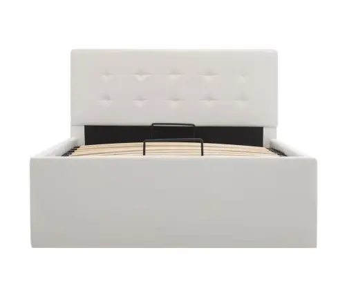 Gulta, Hidraulikas Mehānisms, Balta Mākslīgā Āda, 90X200 Cm Vidaxl