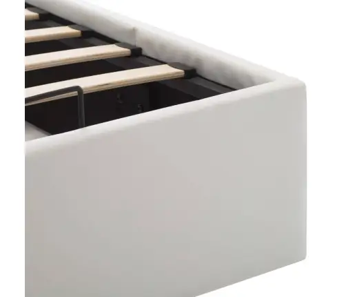 Hüdrauliline Hoiukastiga Voodiraam Valge Kunstnahk 100 X 200Cm