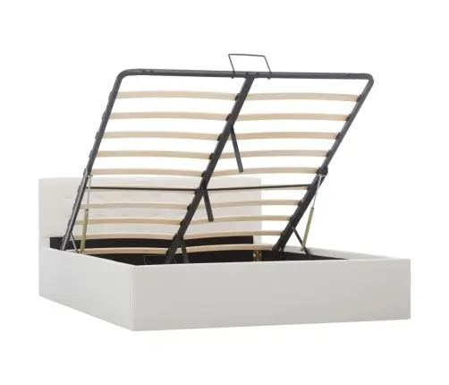 Lovos Rėmas Su Daiktadėže, Baltas, 140X200cm Dirbtinė Oda