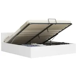 Lovos Rėmas Su Daiktadėže, Baltas, 180X200cm Dirbtinė Oda