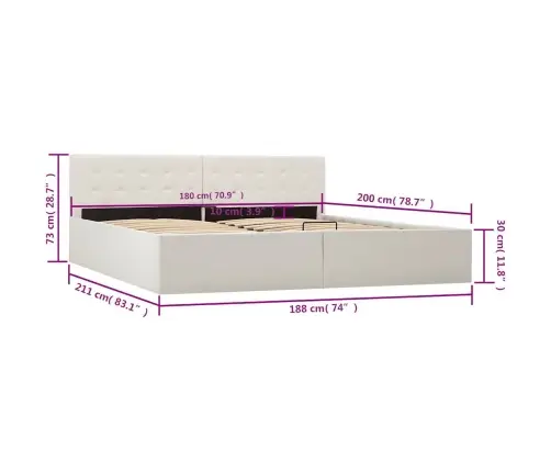 Lovos Rėmas Su Daiktadėže, Baltas, 180X200cm Dirbtinė Oda