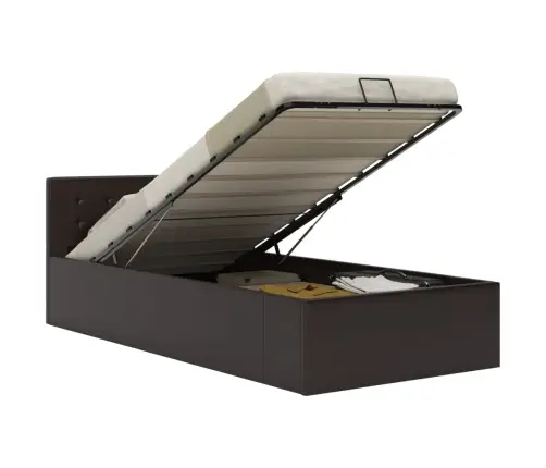 Gulta, Hidraulikas Mehānisms, Pelēka Mākslīgā Āda, 90X200 Cm Vidaxl