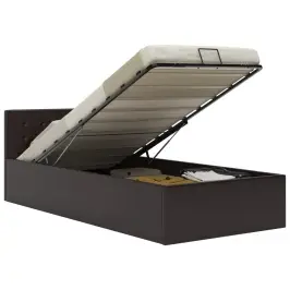 Gulta, Hidraulikas Mehānisms, Pelēka Mākslīgā Āda, 100X200 Cm Vidaxl Gulta, Hidraulikas Mehānisms, Pelēka Mākslīgā Āda, 100X200 Cm Vidaxl