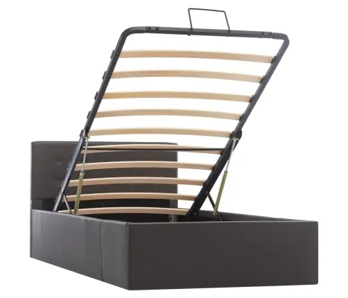 Gulta, Hidraulikas Mehānisms, Pelēka Mākslīgā Āda, 100X200 Cm Vidaxl