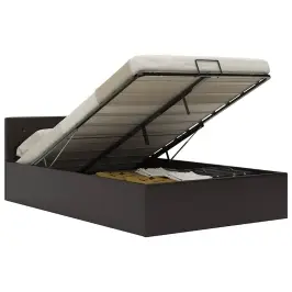 Lovos Rėmas Su Daiktadėže, Pilkas, 120X200cm Dirbtinė Oda