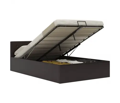 Lovos Rėmas Su Daiktadėže, Pilkas, 120X200cm Dirbtinė Oda