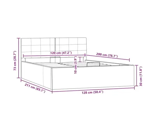 Lovos Rėmas Su Daiktadėže, Pilkas, 120X200cm Dirbtinė Oda