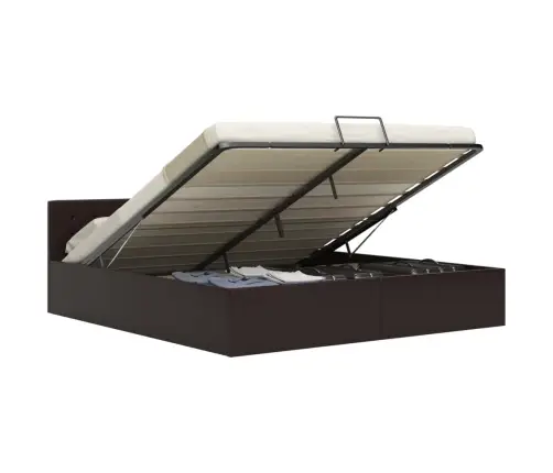 Gulta, Hidraulikas Mehānisms, Pelēka Mākslīgā Āda, 160X200 Cm Vidaxl