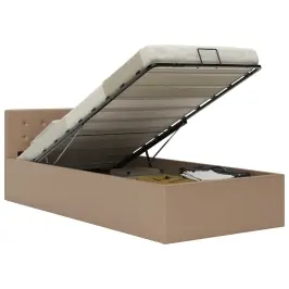 Gulta, Hidraulikas Mehānisms, Kapučīno Mākslīgā Āda, 90X200 Cm Vidaxl