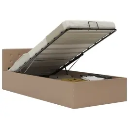 Gulta, Hidraulikas Mehānisms, Kapučīno Mākslīgā Āda, 100X200 Cm Vidaxl