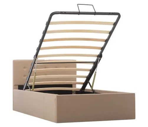 Gulta, Hidraulikas Mehānisms, Kapučīno Mākslīgā Āda, 100X200 Cm Vidaxl