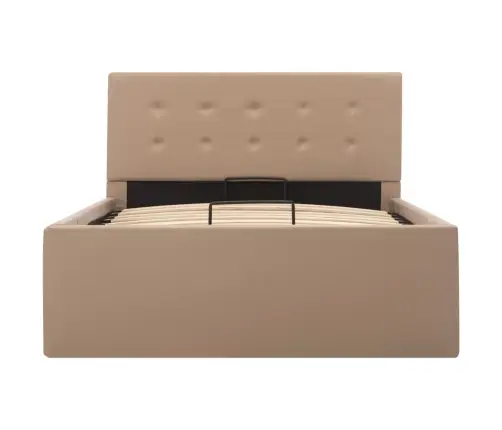 Gulta, Hidraulikas Mehānisms, Kapučīno Mākslīgā Āda, 100X200 Cm Vidaxl