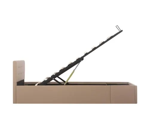 Gulta, Hidraulikas Mehānisms, Kapučīno Mākslīgā Āda, 100X200 Cm Vidaxl