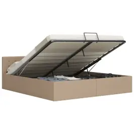 Gulta, Hidraulikas Mehānisms, Kapučīno Mākslīgā Āda, 160X200 Cm Vidaxl