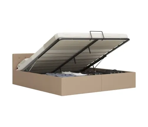 Gulta, Hidraulikas Mehānisms, Kapučīno Mākslīgā Āda, 160X200 Cm Vidaxl