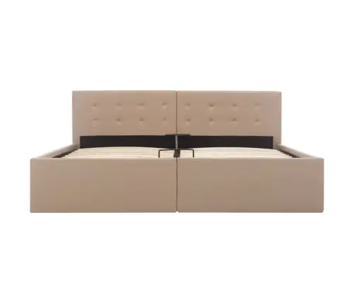 Gulta, Hidraulikas Mehānisms, Kapučīno Mākslīgā Āda, 160X200 Cm Vidaxl