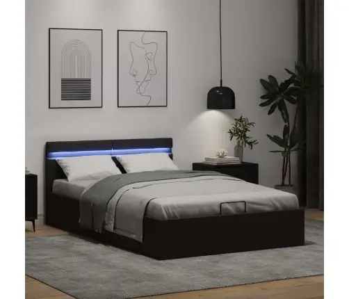 Gulta Ar Led Un Hidraulikas Mehānismu, Melna Mākslīgā Āda  Vidaxl