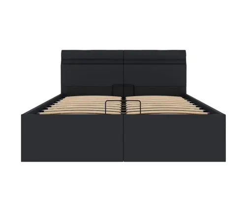 Gulta Ar Led Un Hidraulikas Mehānismu, Melna Mākslīgā Āda  Vidaxl