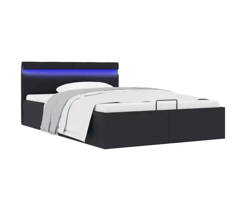 Gulta Ar Led Un Hidraulikas Mehānismu, Melna Mākslīgā Āda  Vidaxl