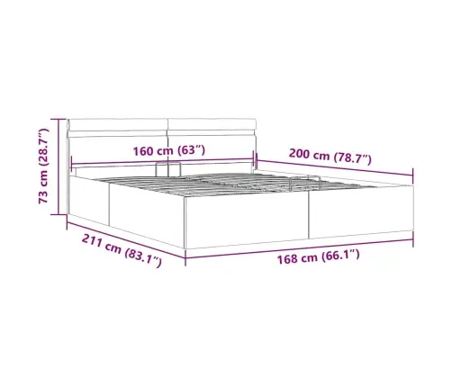 Hüdrauliline Hoiukastiga Voodiraam Led Must Kunstnahk 160X200Cm