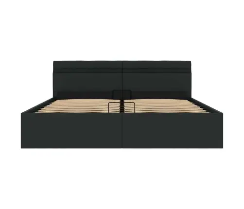 Hüdrauliline Hoiukastiga Voodiraam Led Must Kunstnahk 160X200Cm