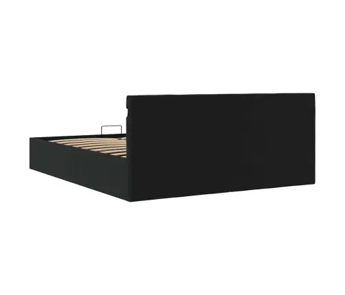 Hüdrauliline Hoiukastiga Voodiraam Led Must Kunstnahk 160X200Cm