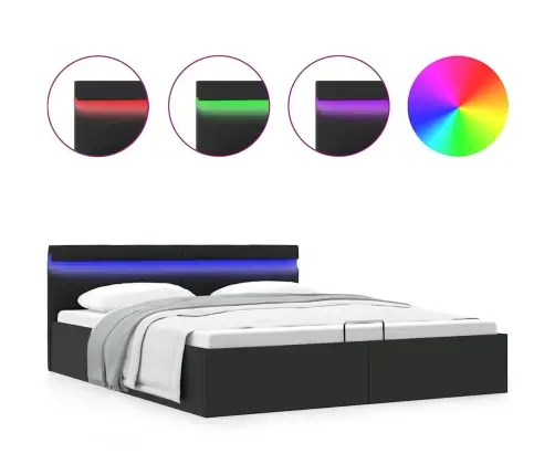 Gulta Ar Led Un Hidraulikas Mehānismu, Melna Mākslīgā Āda  Vidaxl