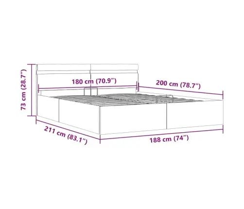 Gulta Ar Led Un Hidraulikas Mehānismu, Melna Mākslīgā Āda  Vidaxl