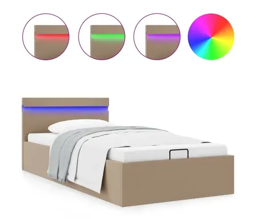 Hidrauliskais Gultas Rāmis Ar Led, Mākslīgā Āda, 90X200 Cm  Vidaxl