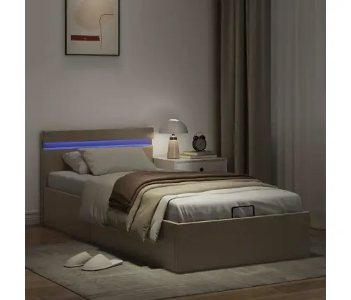 Hidrauliskais Gultas Rāmis Ar Led, Mākslīgā Āda, 90X200 Cm  Vidaxl