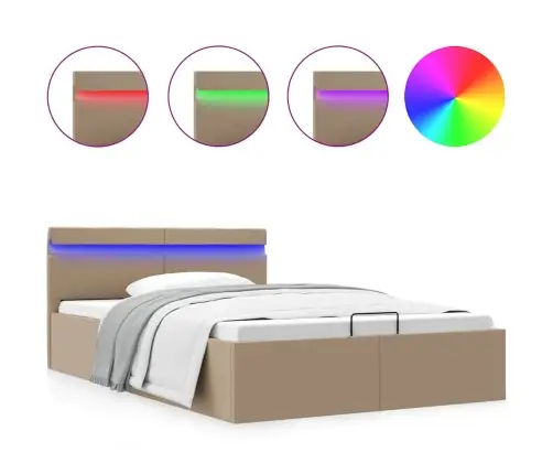 Lovos Rėmas Su Led, Kapučino Spalvos, 120X200cm Dirbtinė Oda