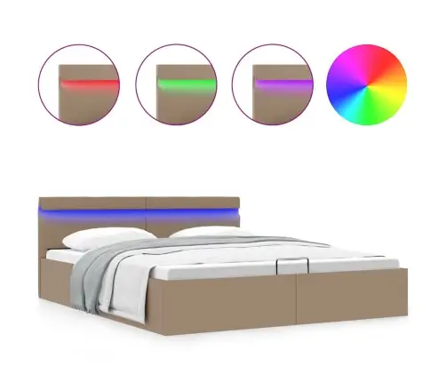 Lovos Rėmas Su Led/Daiktadėže, Rudas, 160X200cm Dirbtinė Oda