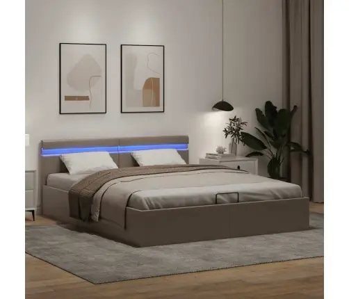 Lovos Rėmas Su Led/Daiktadėže, Rudas, 160X200cm Dirbtinė Oda