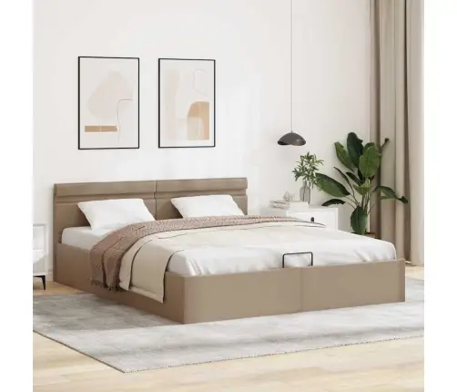 Hoiukastiga Voodiraam, Led, Cappuccino, Kunstnahk 180 X 200 Cm