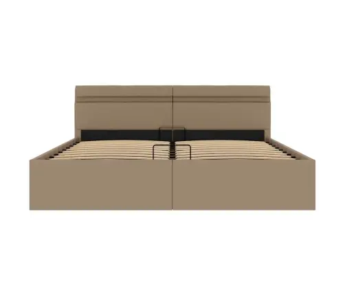 Hoiukastiga Voodiraam, Led, Cappuccino, Kunstnahk 180 X 200 Cm