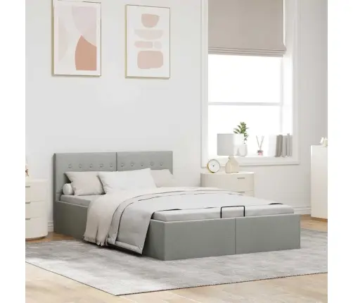 Hidrauliskais Gultas Rāmis, Gaiši Pelēks Audums, 140X200 Cm  Vidaxl