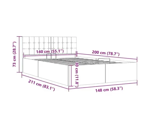 Hidrauliskais Gultas Rāmis, Gaiši Pelēks Audums, 140X200 Cm  Vidaxl