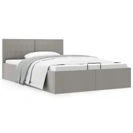 Hüdrauliline Hoiukastiga Voodiraam, Helehall Kangas, 140X200 Cm