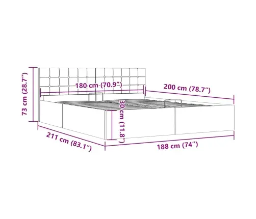 Hidrauliskais Gultas Rāmis, Gaiši Pelēks Audums, 180X200 Cm  Vidaxl