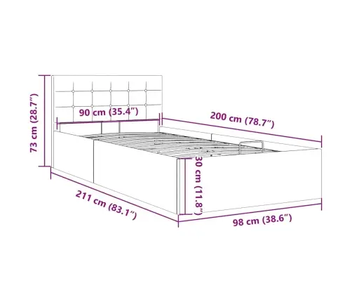 Lovos Rėmas Su Daiktadėže, Taupe Spalvos, 90X200cm Audinys