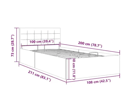 Hüdrauliline Panipaigaga Voodiraam Pruunikas Kangas 100X200 Cm