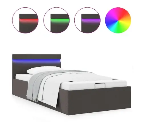 Lovos Rėmas Su Led Ir Daiktadėže, Pilkas, 100X200cm Audinys