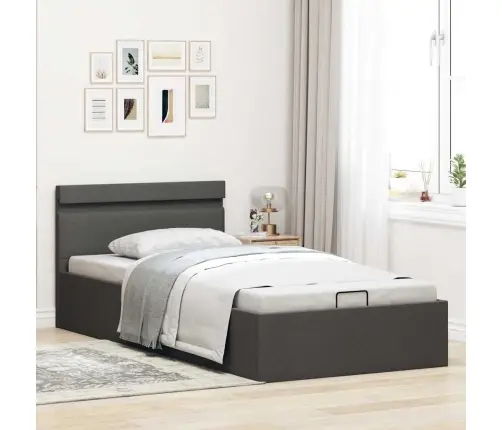 Lovos Rėmas Su Led Ir Daiktadėže, Pilkas, 100X200cm Audinys