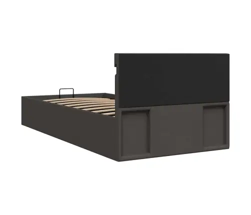 Lovos Rėmas Su Led Ir Daiktadėže, Pilkas, 100X200cm Audinys