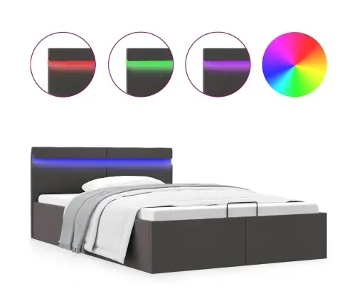 Hoiukastiga Voodiraam Led, Tumehall, Kangas, 140 X 200 Cm