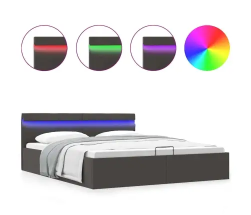 Gultas Rāmis Ar Led, Hidraulikas Mehānisms, Audums, 160X200 Cm Vidaxl