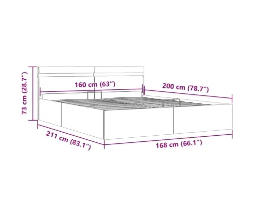 Gultas Rāmis Ar Led, Hidraulikas Mehānisms, Audums, 160X200 Cm Vidaxl