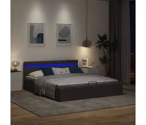 Hoiukastiga Voodiraam Led, Tumehall, Kangas, 180 X 200 Cm