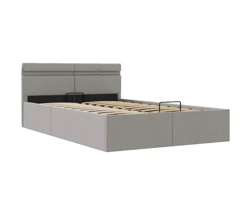 Lovos Rėmas Su Led Ir Daiktadėže, Pilkas, 140X200cm Audinys