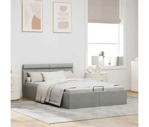 Lovos Rėmas Su Led Ir Daiktadėže, Pilkas, 140X200cm Audinys